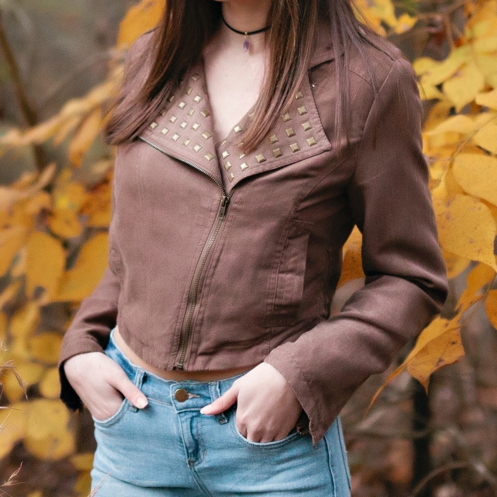 GB Brown jacket with metallic embellishments
